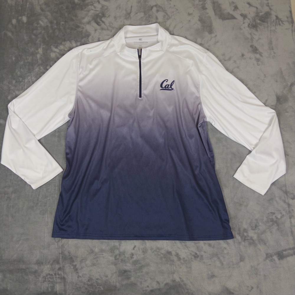 Colosseum Cal Bears Pullover Mens 3XL White Navy Ombre Quarter Zip NCAA Fan Gear